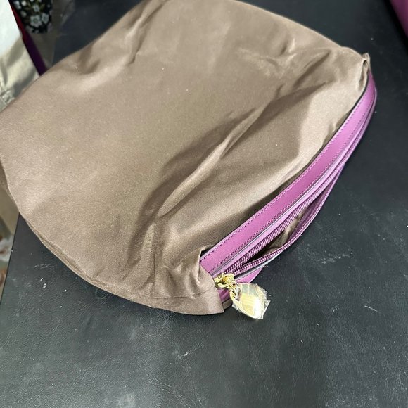 Bostanten purple plum leather 11” drop 15x14x5” Purse extra strap makeup bag - Picture 9 of 12